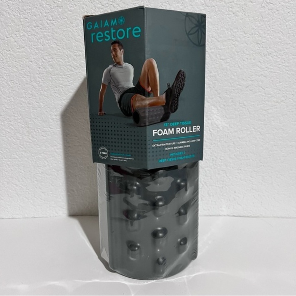Gaiam Restore 13" Deep Tissue Foam Roller Gray New Bonus Guide Unisex